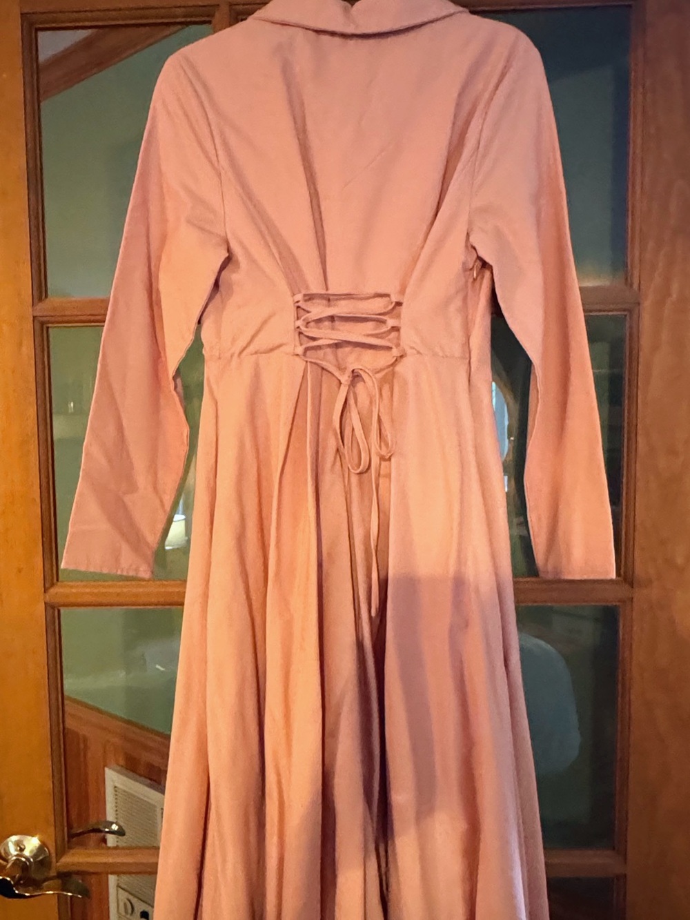 Women's Peach Midi Fit-and-Flare Button Front Dress by - Picture 2 of 4